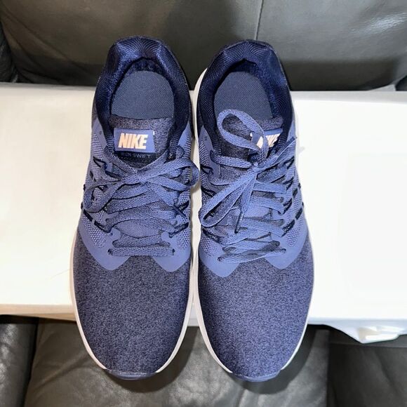 NIKE 9.5 Run Swift Women’s Heather Indigo Blue Knit White Running Sneakers - Picture 4 of 11